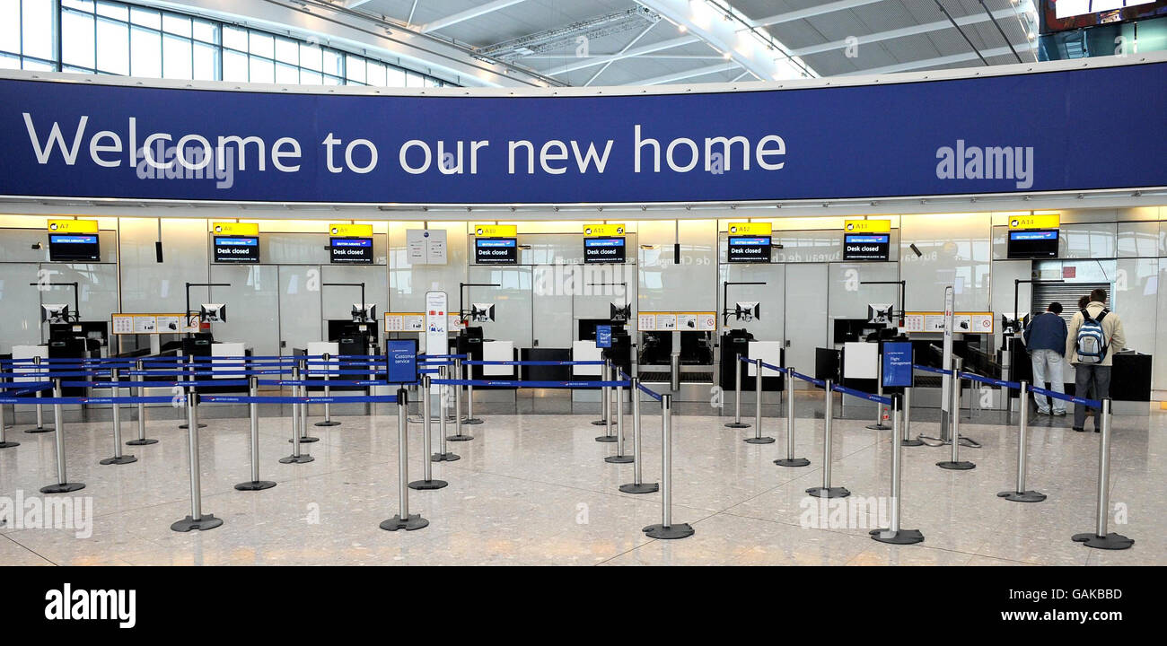 Empty checkin desks at Terminal 5 as British Airways cancelled dozens