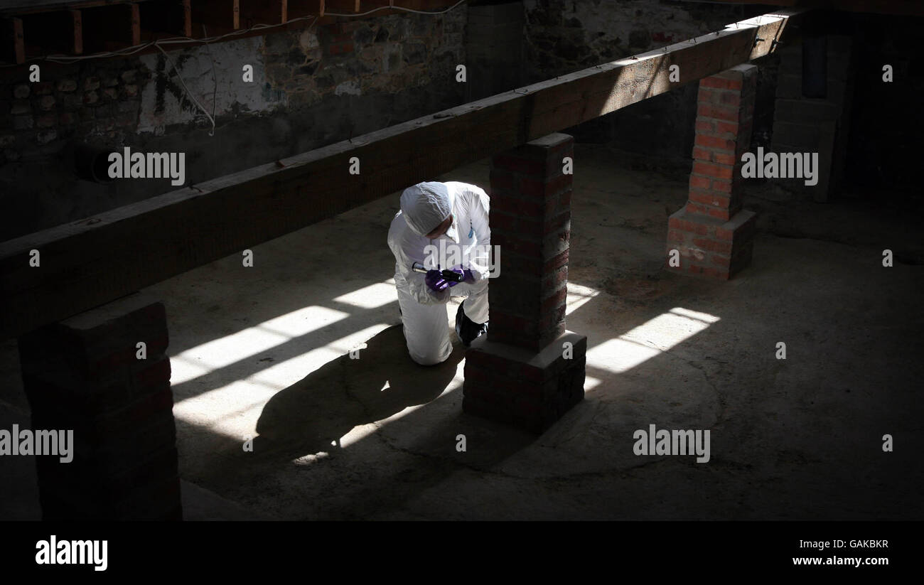 Child remains discovered at former home Stock Photo