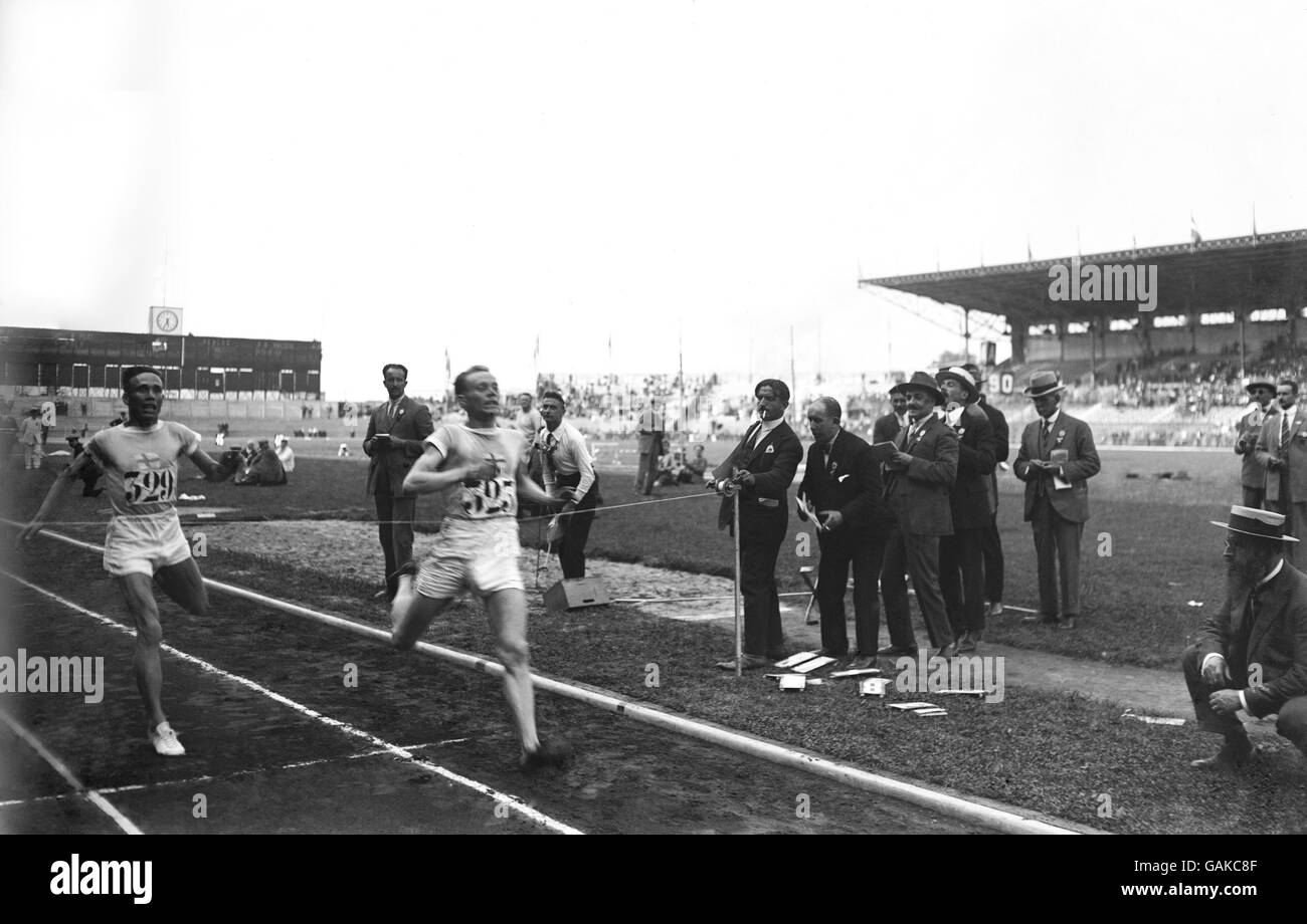 Paris 1924 Olympic Games - Athletics - 5000 Metres. Paavo Nurmi of Finland winning the 5000 metres. Stock Photo