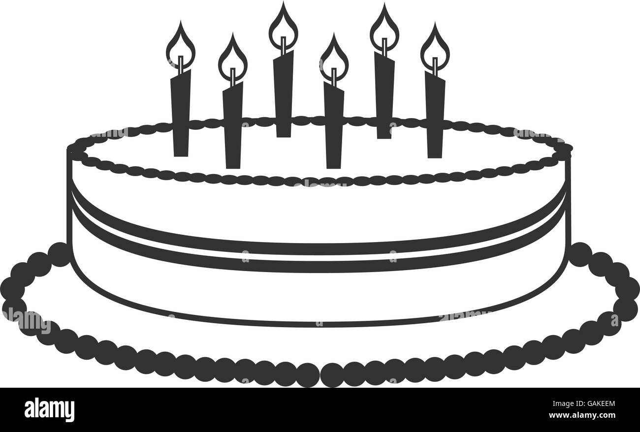 Illustration Birthday Candles Cake Isolated Black And White Stock Photos Images Page 2 Alamy