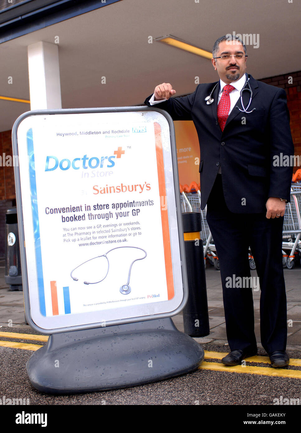 Dr Mohammed Jiva outside the Sainsbury's store in Heaton Park, Manchester where the first out of