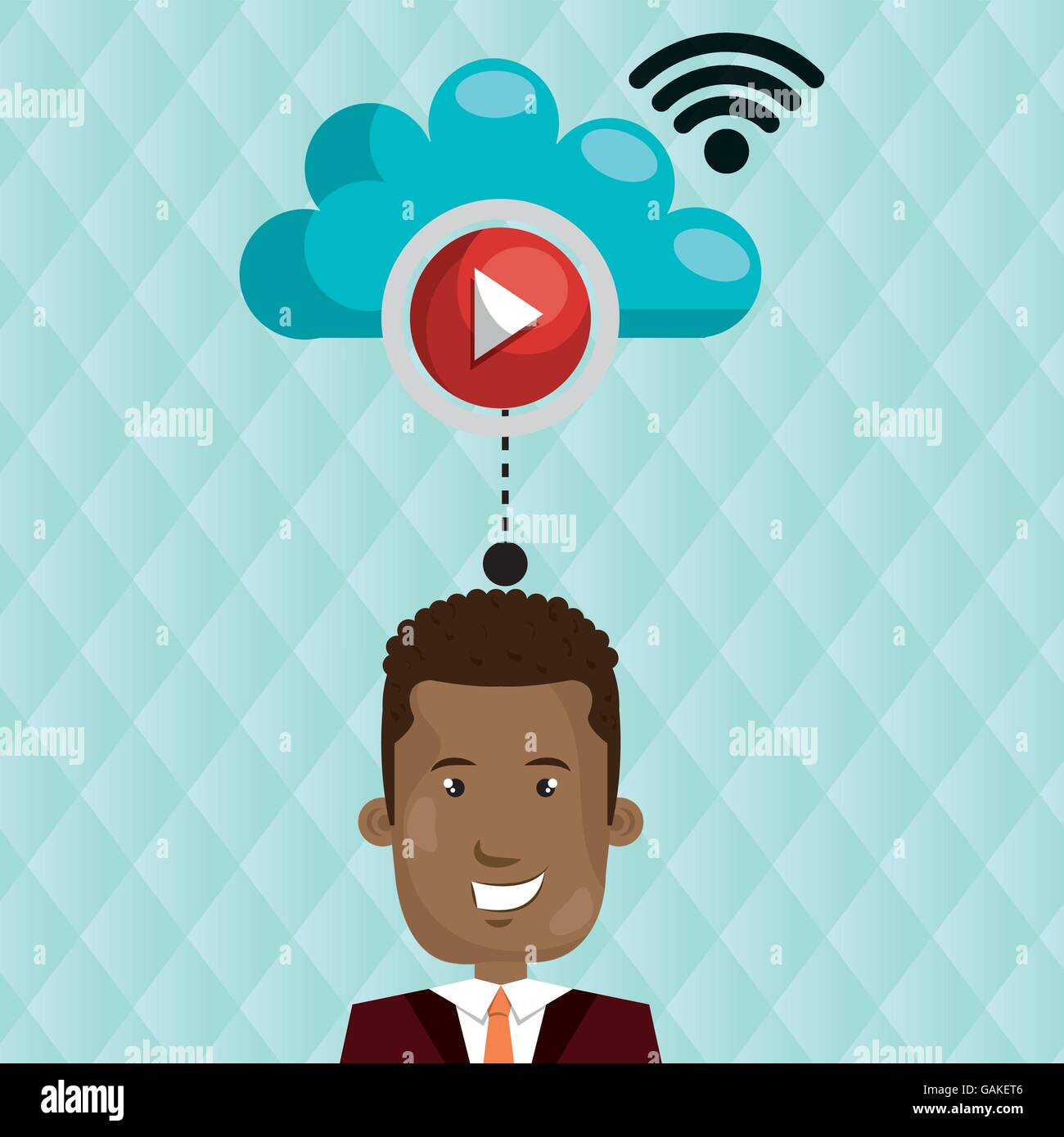 user watching videos in the cloud isolated icon design Stock Vector ...