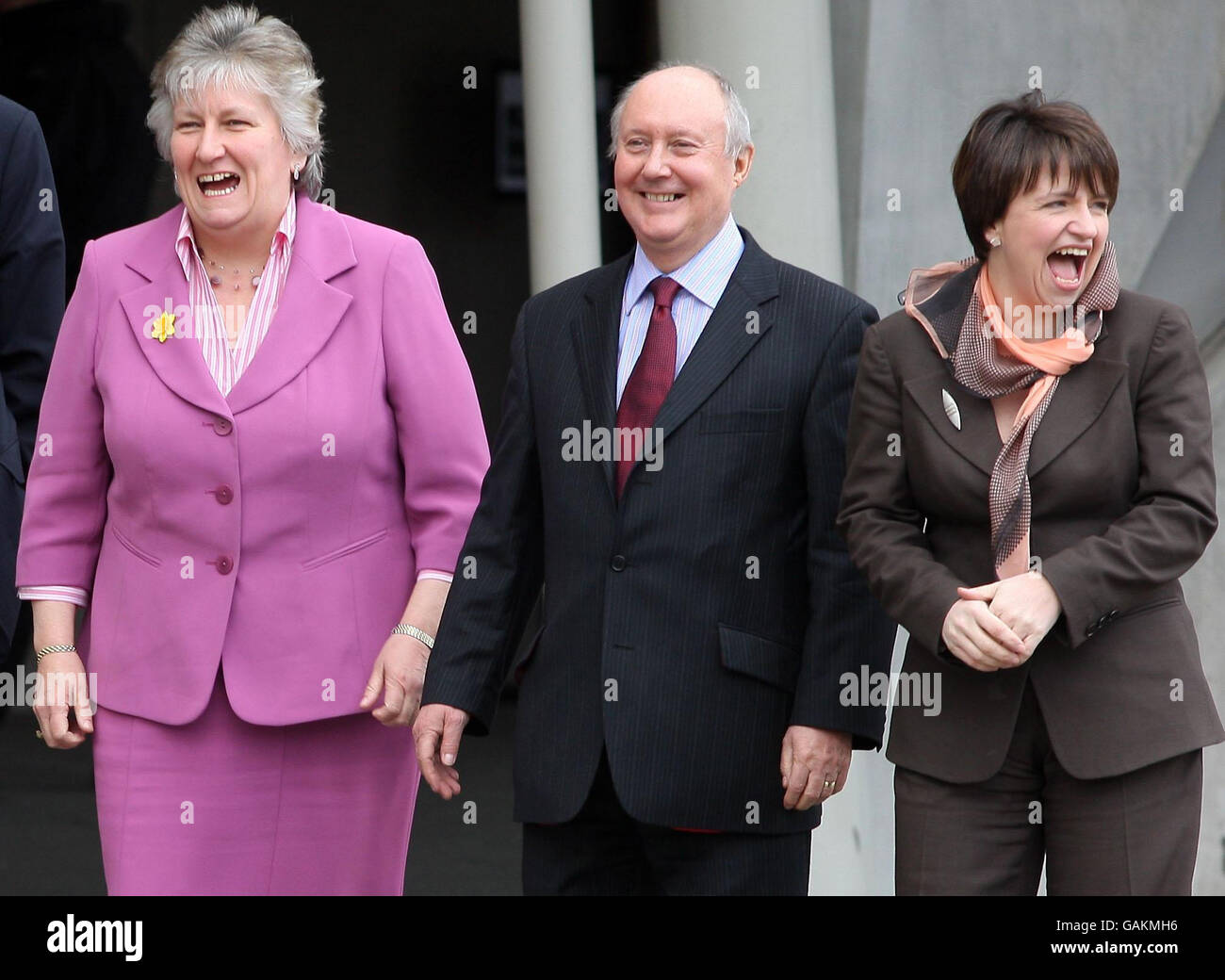 Left to right, Conservative Annabel Goldie, Sir Kenneth Calman, the new Chairman of the constitutional review and Labour's Wendy Alexander at the Scottish parliament in Edinburgh. Stock Photo
