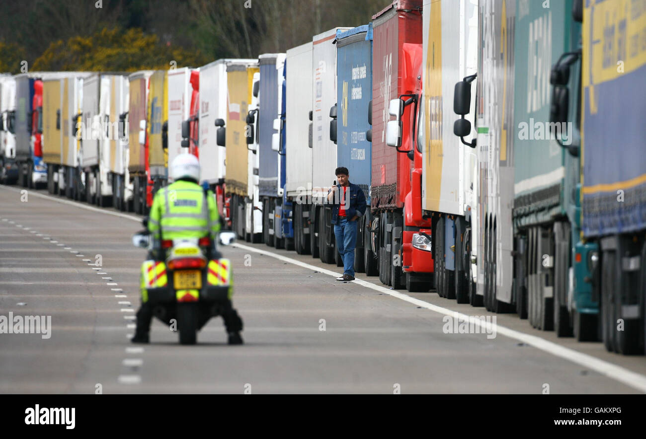 A lorry driver waits his turn to cross the Channel as Operation Stack ...