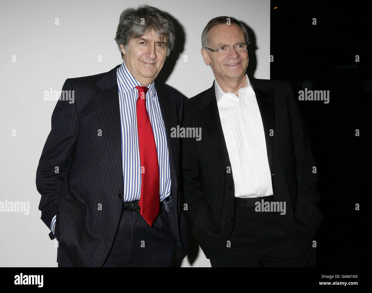 Tom Conti (L) and Jeffrey Archer arriving for the Hampstead Theatre Spring Gala, at Lords Cricket Ground in London. Stock Photo