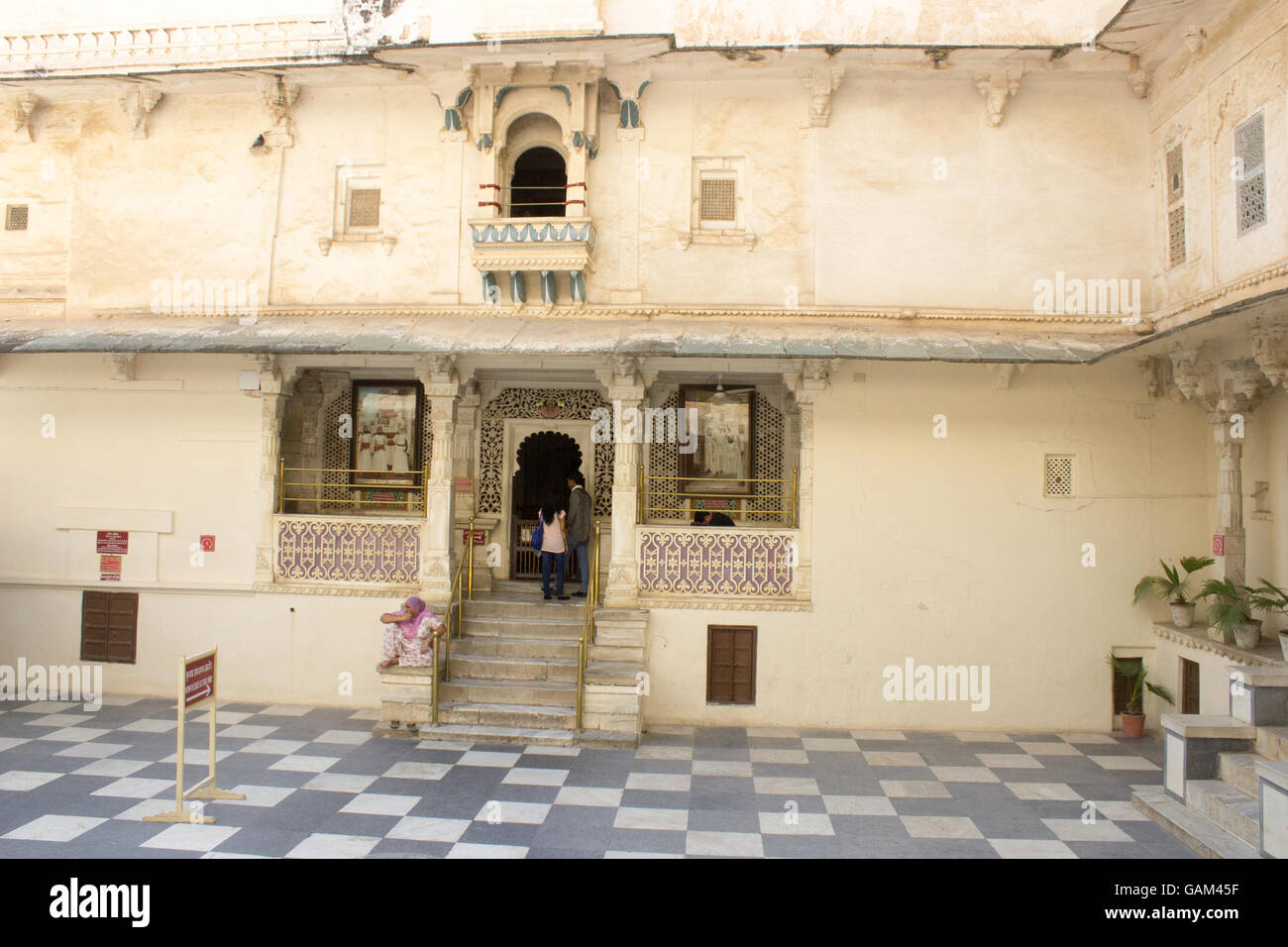 City Palace built in 1559 by Maharana Uday Singh , a symbol of Mevad Artifacts paintings entrance door elephant Udaipur Stock Photo