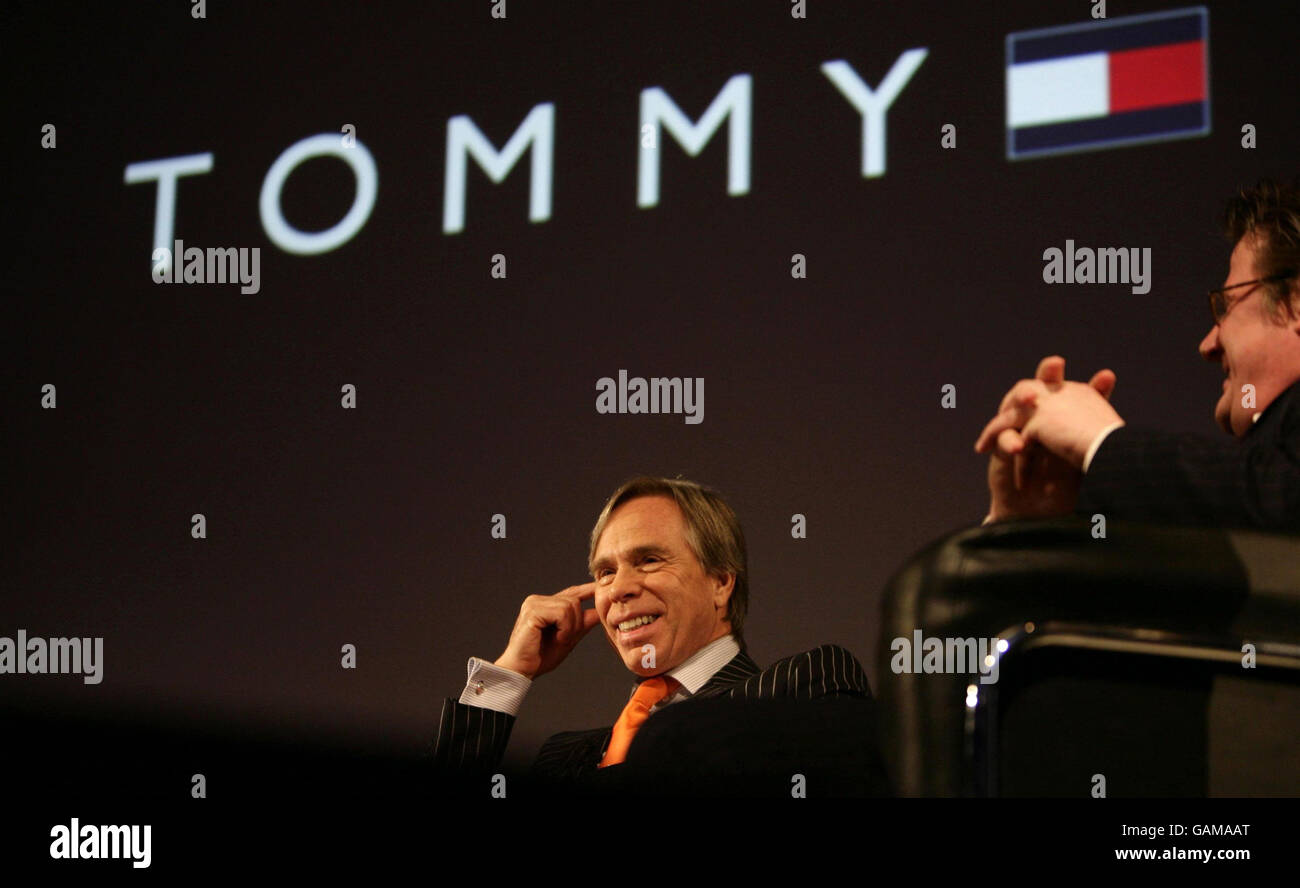 Fashion designer Tommy Hilfiger during a press conference for the Hilfiger  Sessions and the Worldwide launch of Tommy TV in association with Sony BMG,  at BAFTA in Piccadilly, central London Stock Photo -