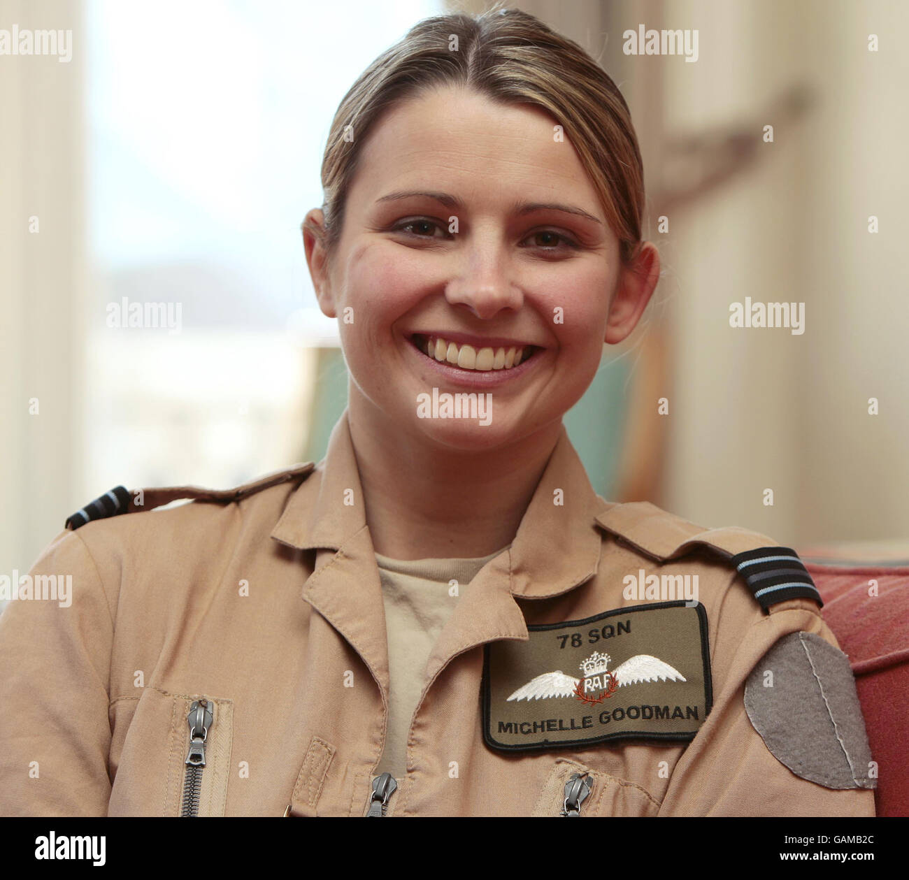 RAF Flight Lieutenant Michelle Goodman, at the RAF Club, in London, before receiving an award for bravery in Iraq. Stock Photo