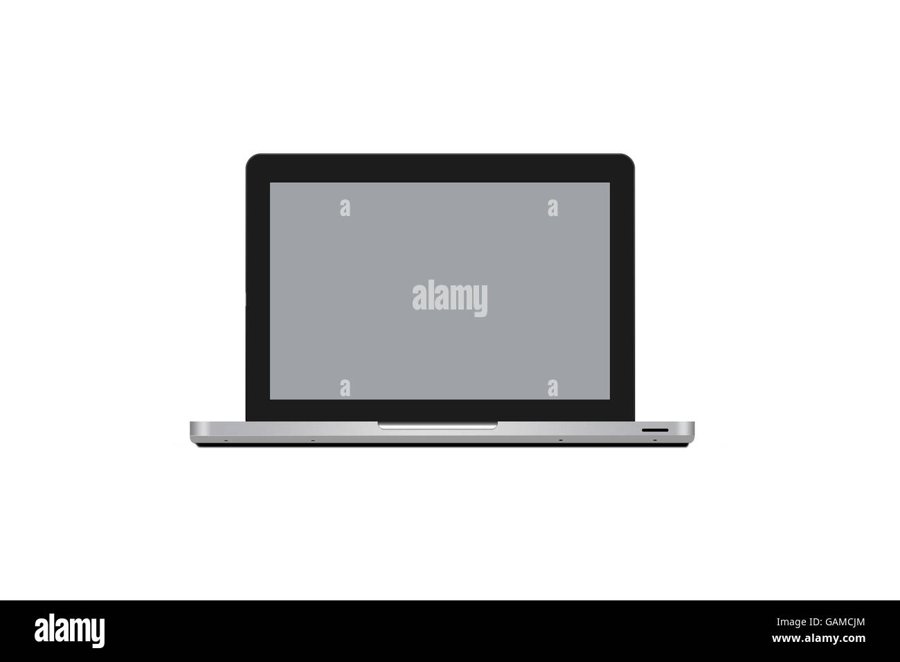 Laptop with empty grey screen isolated on white background Stock Photo