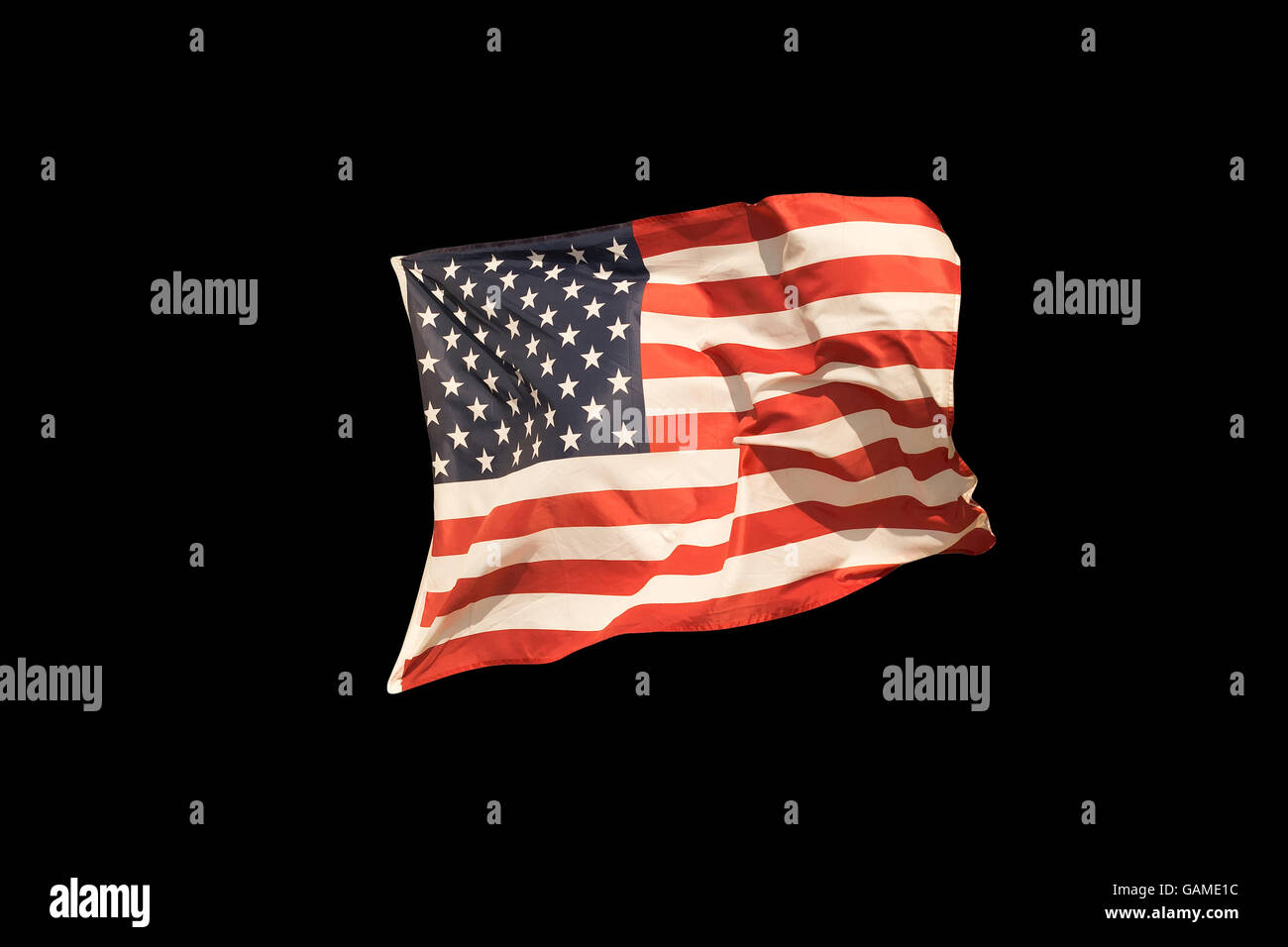 American flag isolated on black background Stock Photo - Alamy