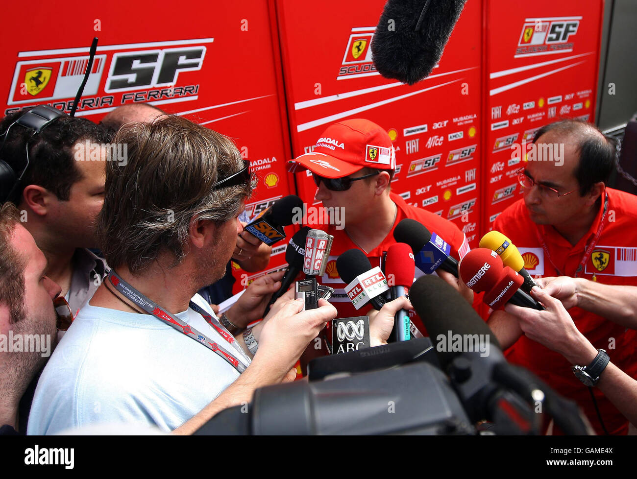 Formula One Motor Racing - Australian Grand Prix - Qualifying - Albert Park. Finland's Kimi Raikkonen is interviewed during qualifying at Albert Park, Melbourne, Australia. Stock Photo