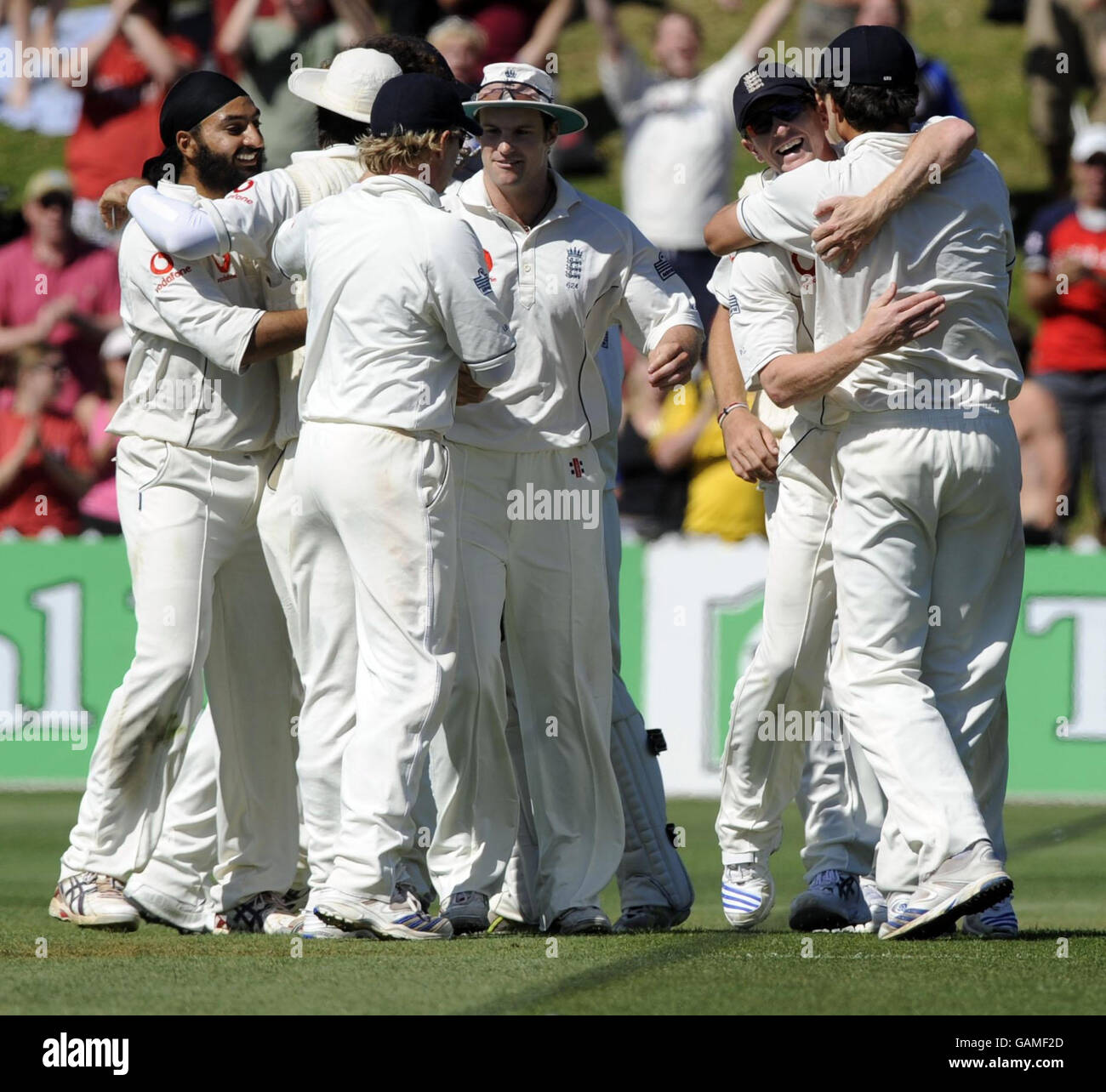 Cricket 2nd Test Day Five England v New Zealand Wellington. England celebrate defeating