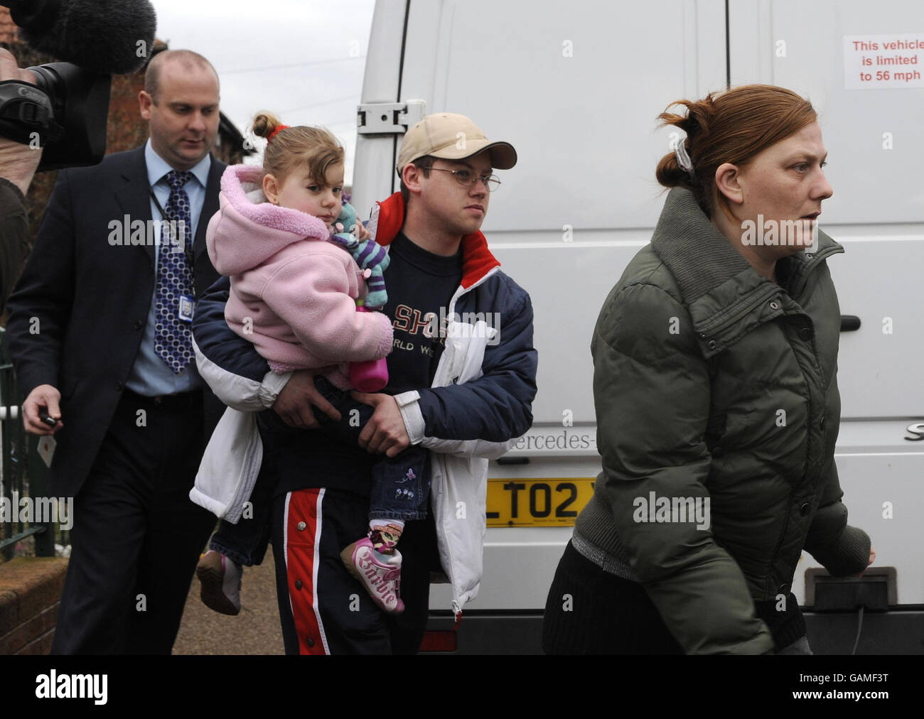Karen Matthews and Craig Meehan leaves their home in Moorside Road
