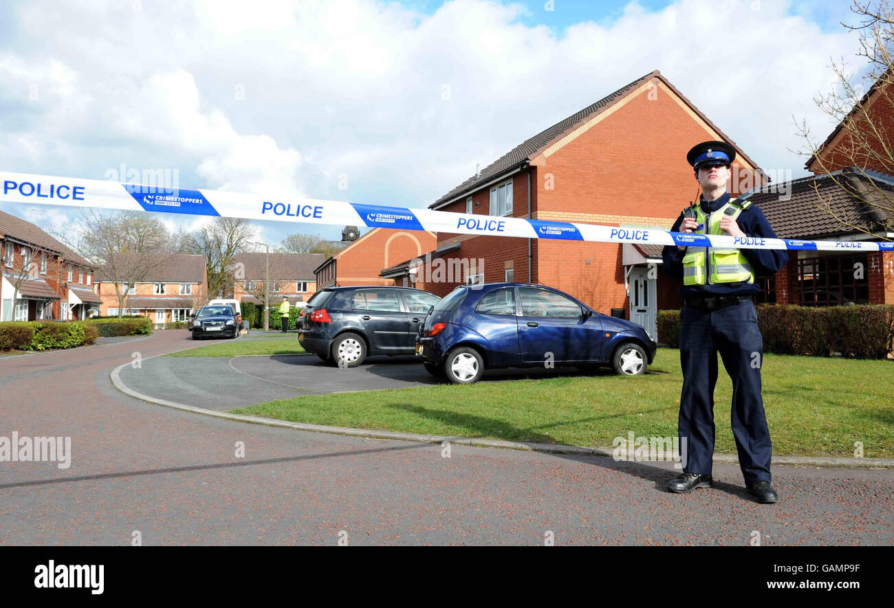 Police at Glebe Close in Fulwood, Preston, where a care worker was