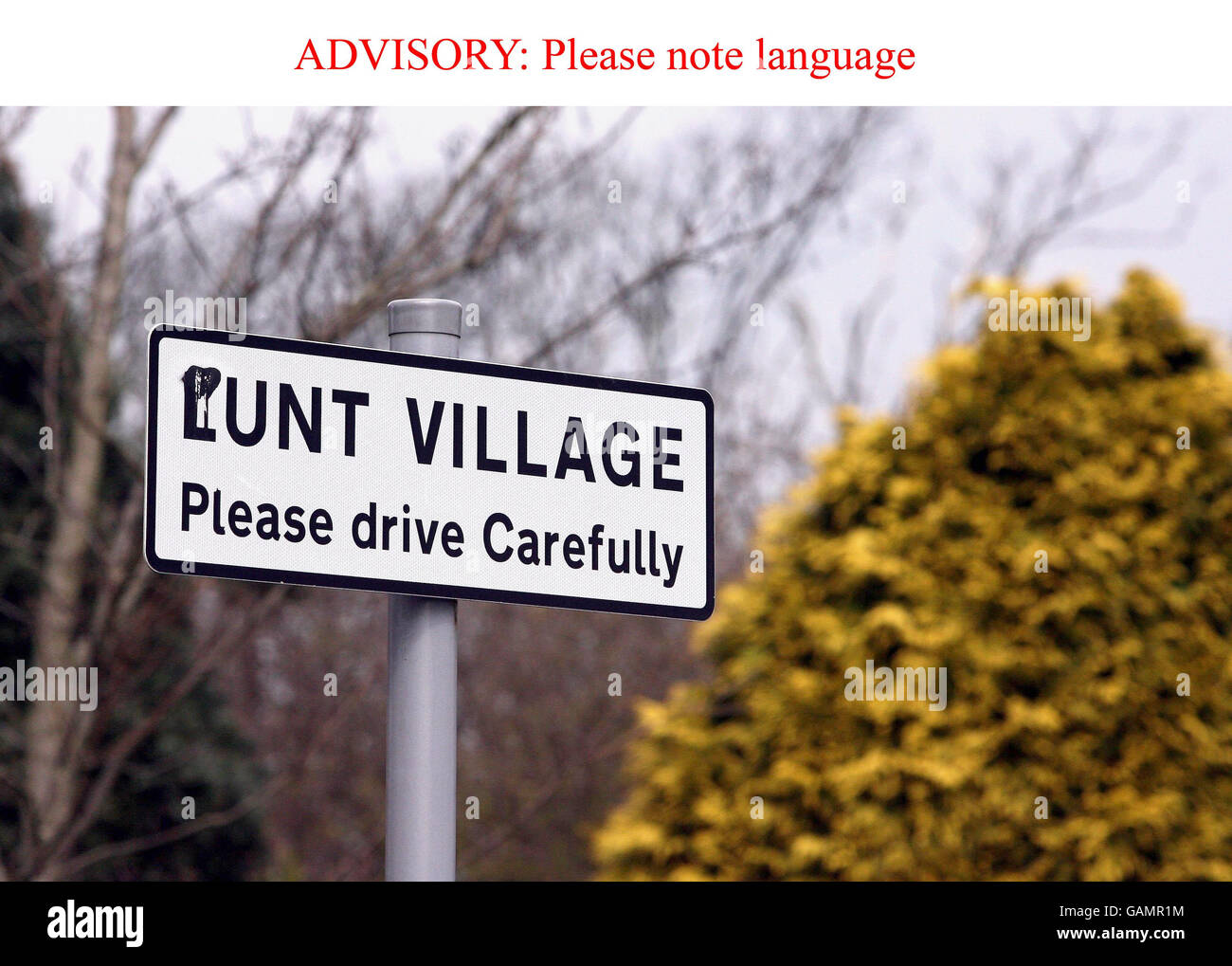 Village sign graffiti Stock Photo - Alamy