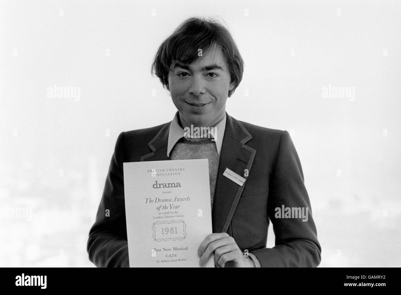 Composer Andrew Lloyd Webber after he won the Drama Awards of the Year ...