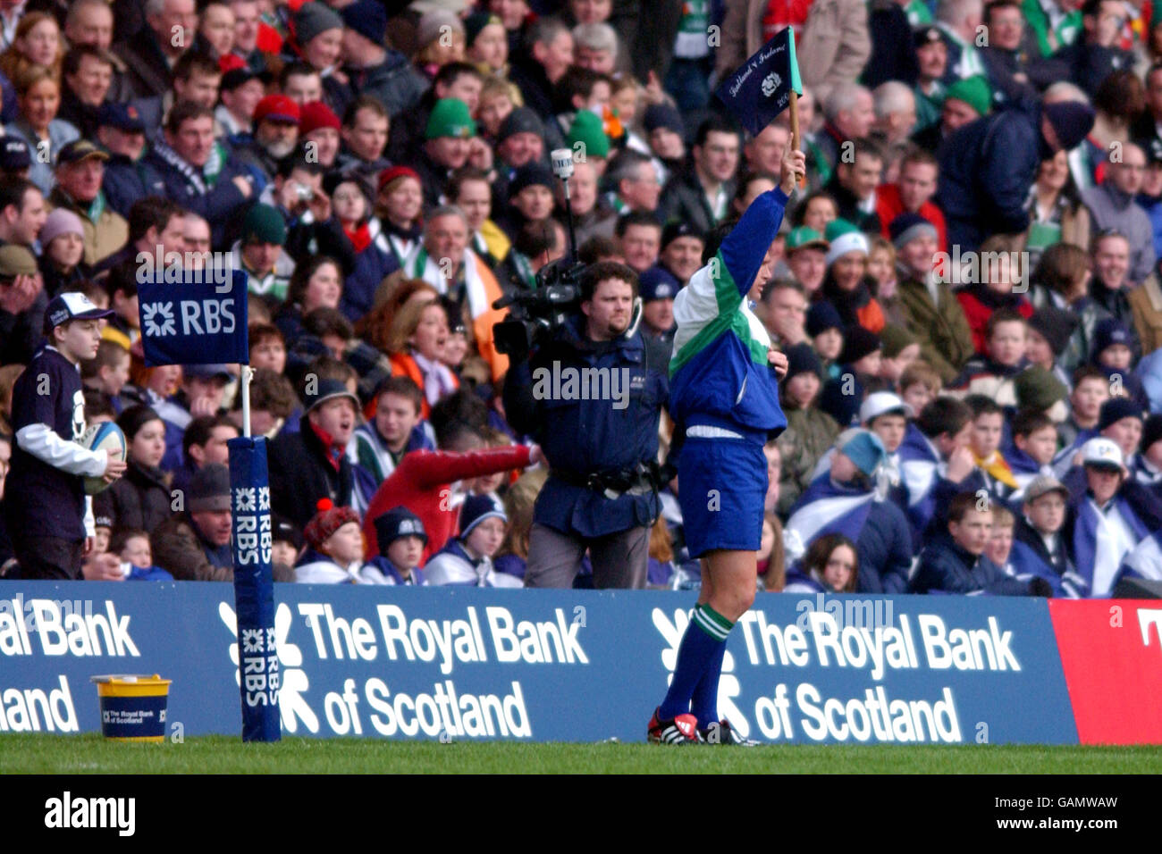 The touch judge signals a lineout hi-res stock photography and images ...