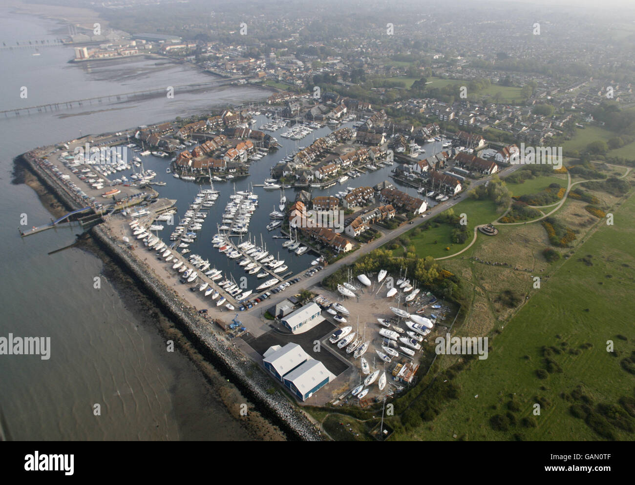 General view of Hythe Marina in the New Forest near Southampton Stock