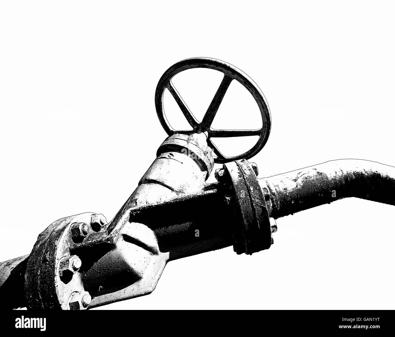 Safety relief valve and closing valve of an industrial plant Stock Photo