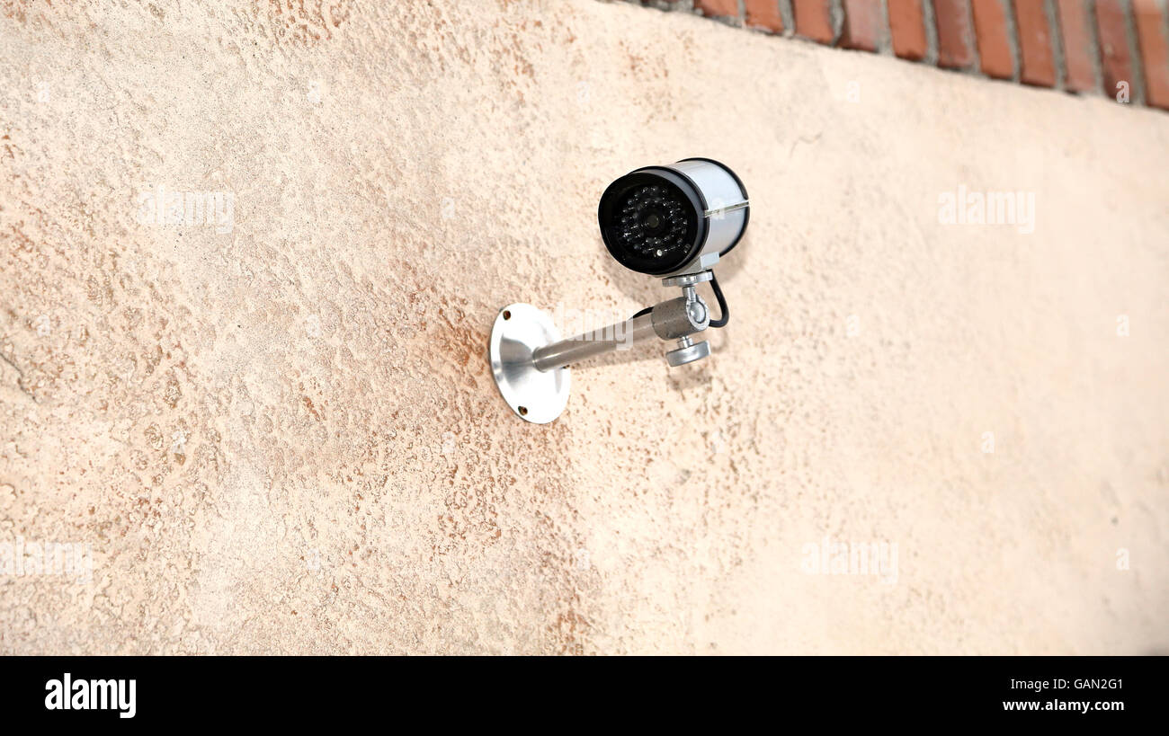 small camera for video surveillance access to the private area of the building Stock Photo