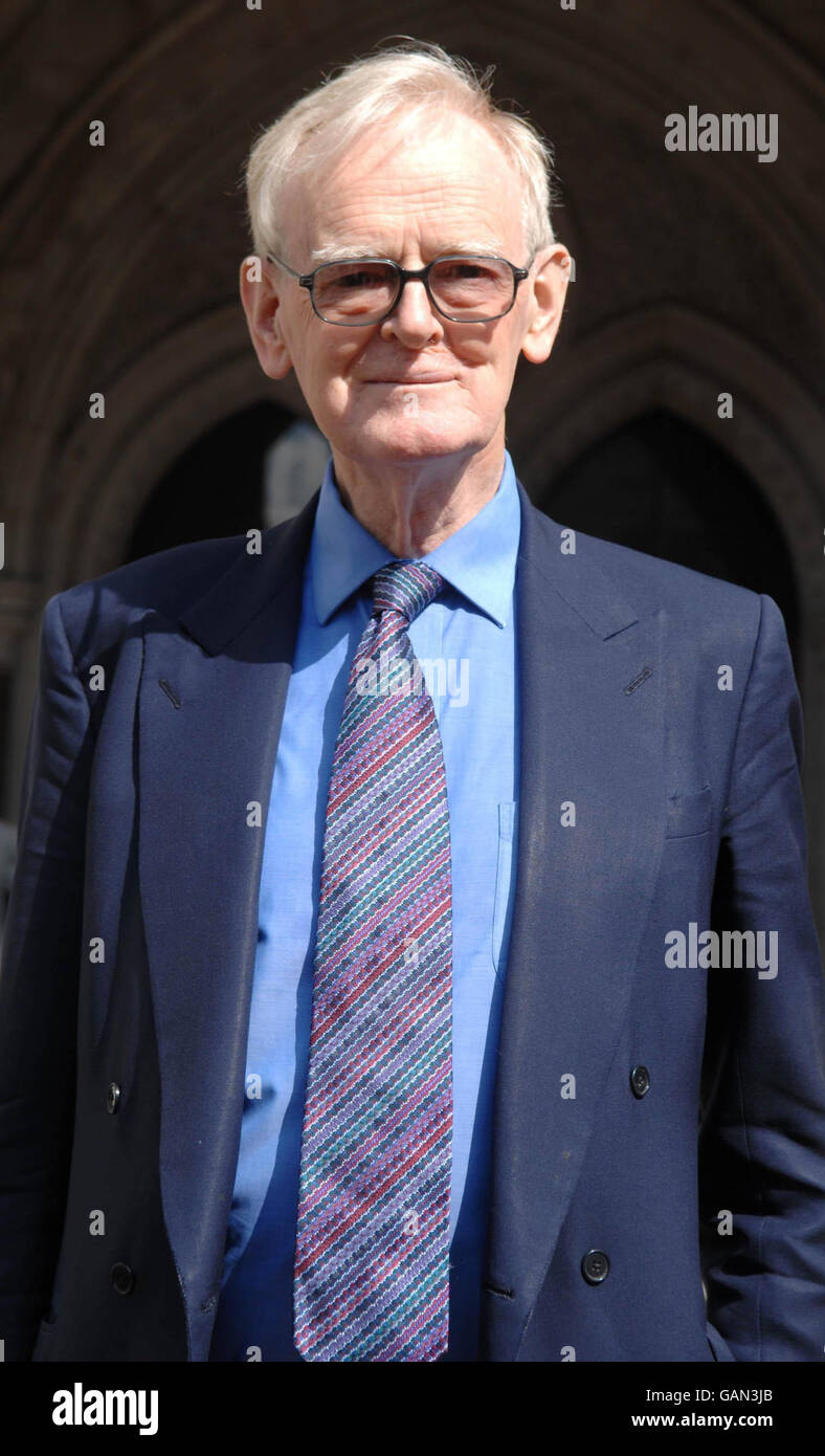 Stuart Wheeler stands outside the Royal Courts of Justice in London, after he won permission to launch a High Court challenge over the Government's refusal to hold a referendum on the EU Reform Treaty (the Lisbon Treaty). Stock Photo