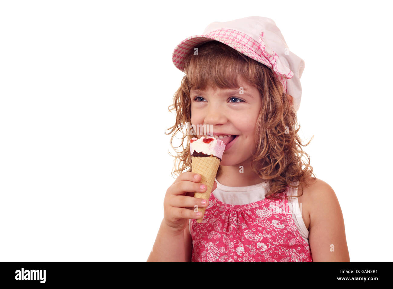 little girl eat ice cream Stock Photo Alamy