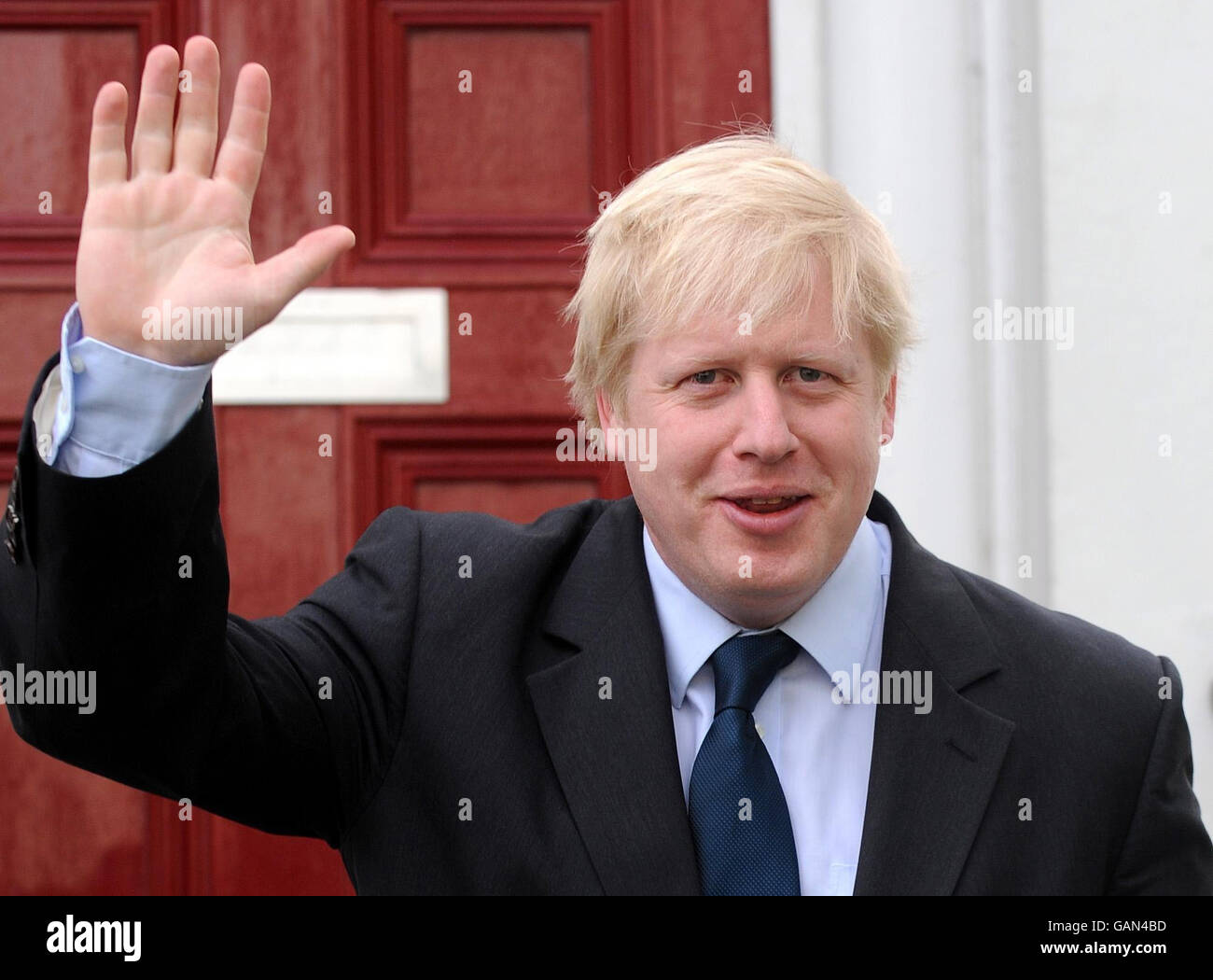 Newly elected Mayor of London Boris Johnson leaves his home in Islington, before heading towards City Hall to be sworn into office. Stock Photo