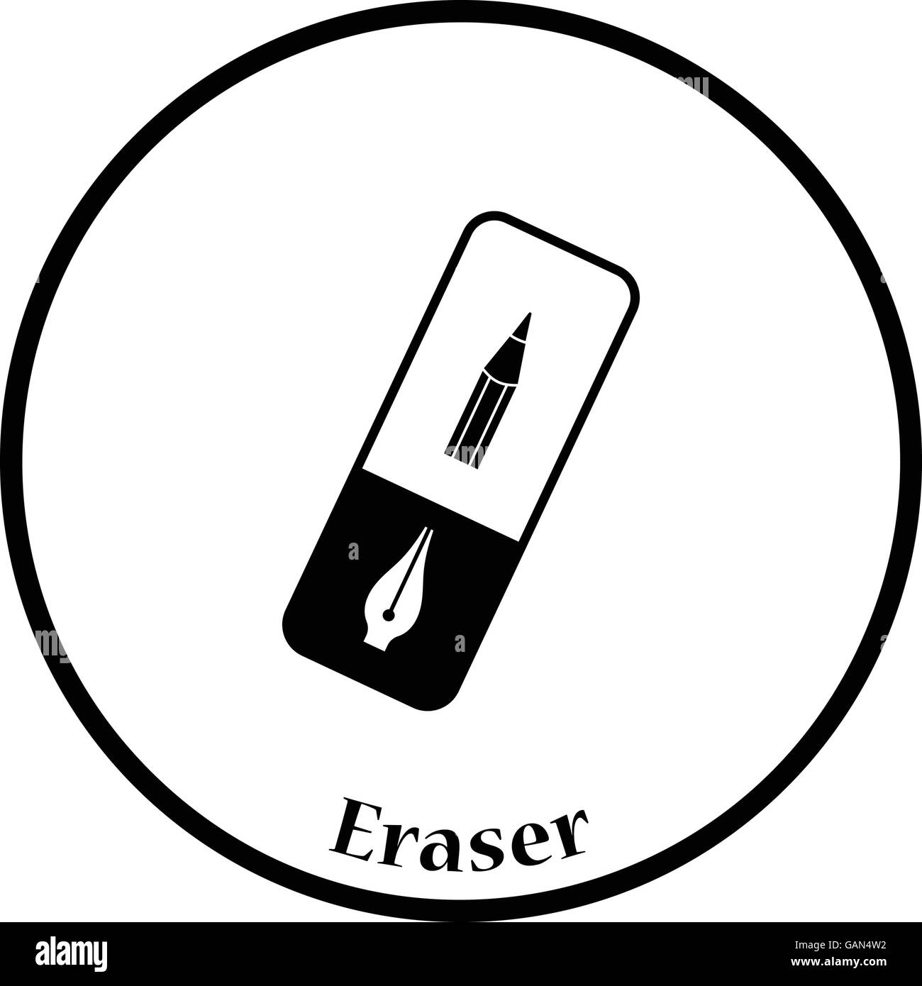 Eraser icon. Thin circle design. Vector illustration Stock Vector Image