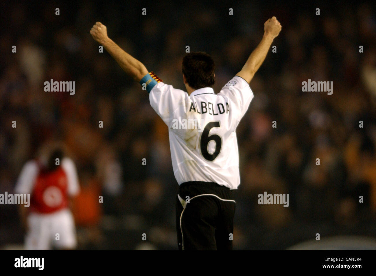 Soccer - UEFA Champions League - Group B - Valencia v Arsenal. Valencia's David Albelda celebrates victory Stock Photo