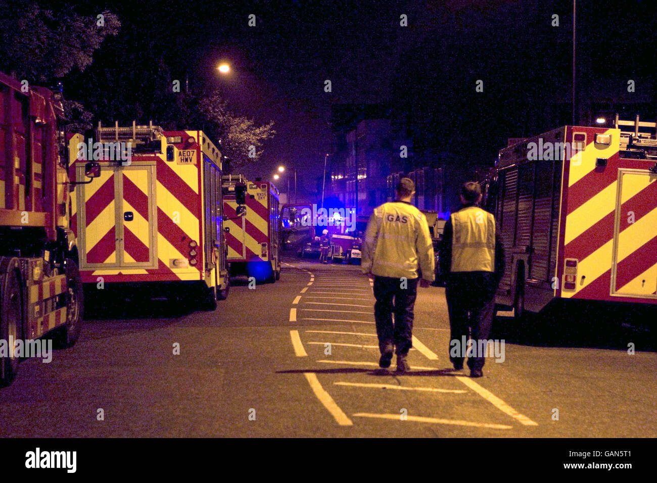 Cottages collapse after explosion Stock Photo - Alamy