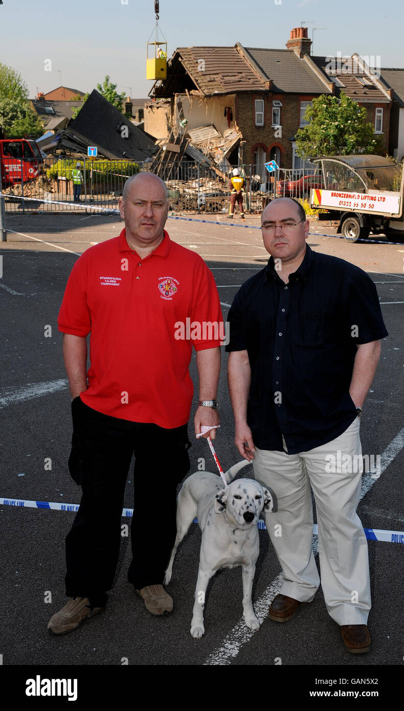 Cottages collapse after explosion Stock Photo - Alamy