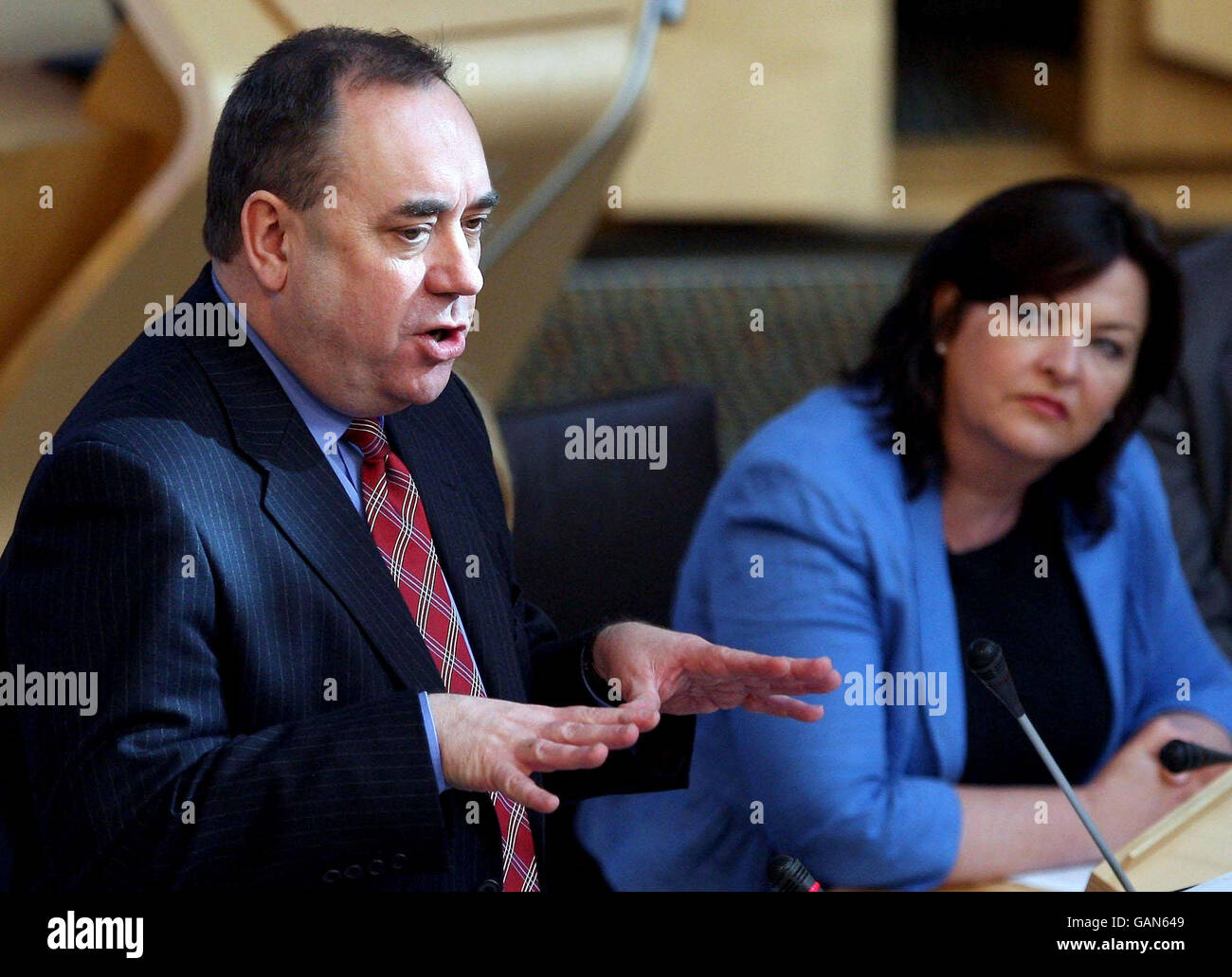 Scottish First Minister, Alex Salmond, during First Ministers Question Time in the Scottish Parliament, Edinburgh. Stock Photo