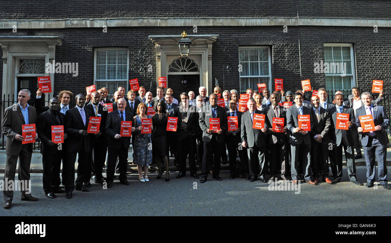 Attendees at this year's Show Racism the Red Card Hall of Fame awards ceremony arrive in Downing Street in central London, due to be hosted by Prime Minster Gordon Brown. Stock Photo