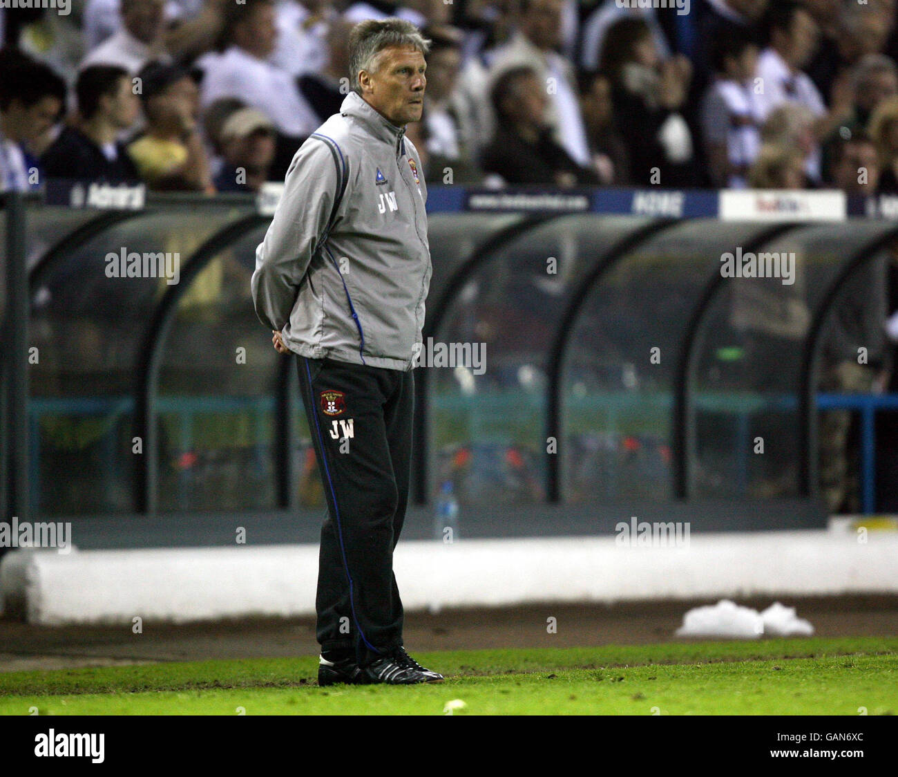 Soccer - Coca-Cola Football League One Play Off - Semi Final - First Leg - Leeds United v Carlisle United - Elland Road. Carlisle United's manager John Ward during the Coca-Cola League One Play Off Semi Final First Leg match at Elland Road, Leeds. Stock Photo