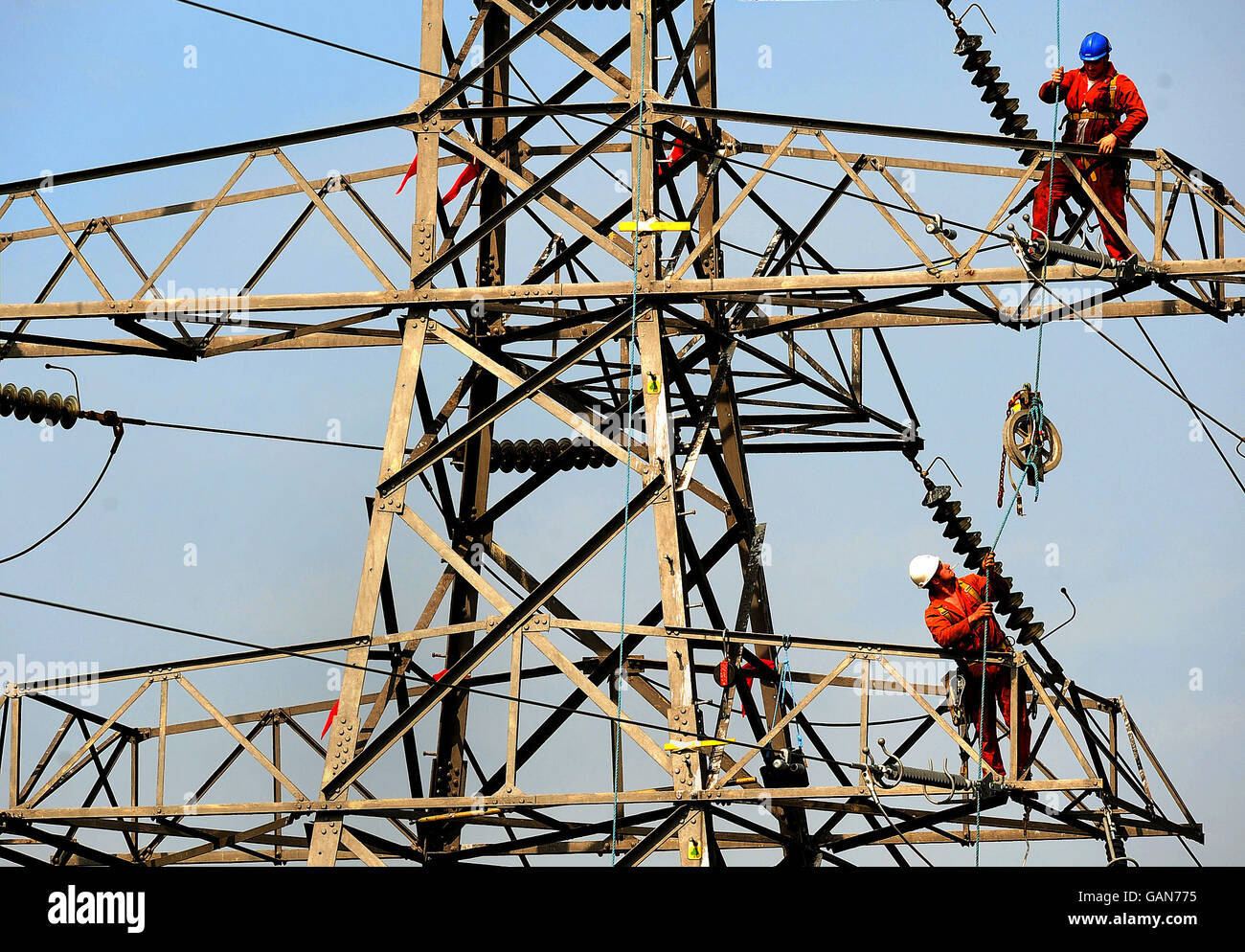 Maintenance work on Electricity pylons. Maintenance work on Electricity pylons near Hinckley