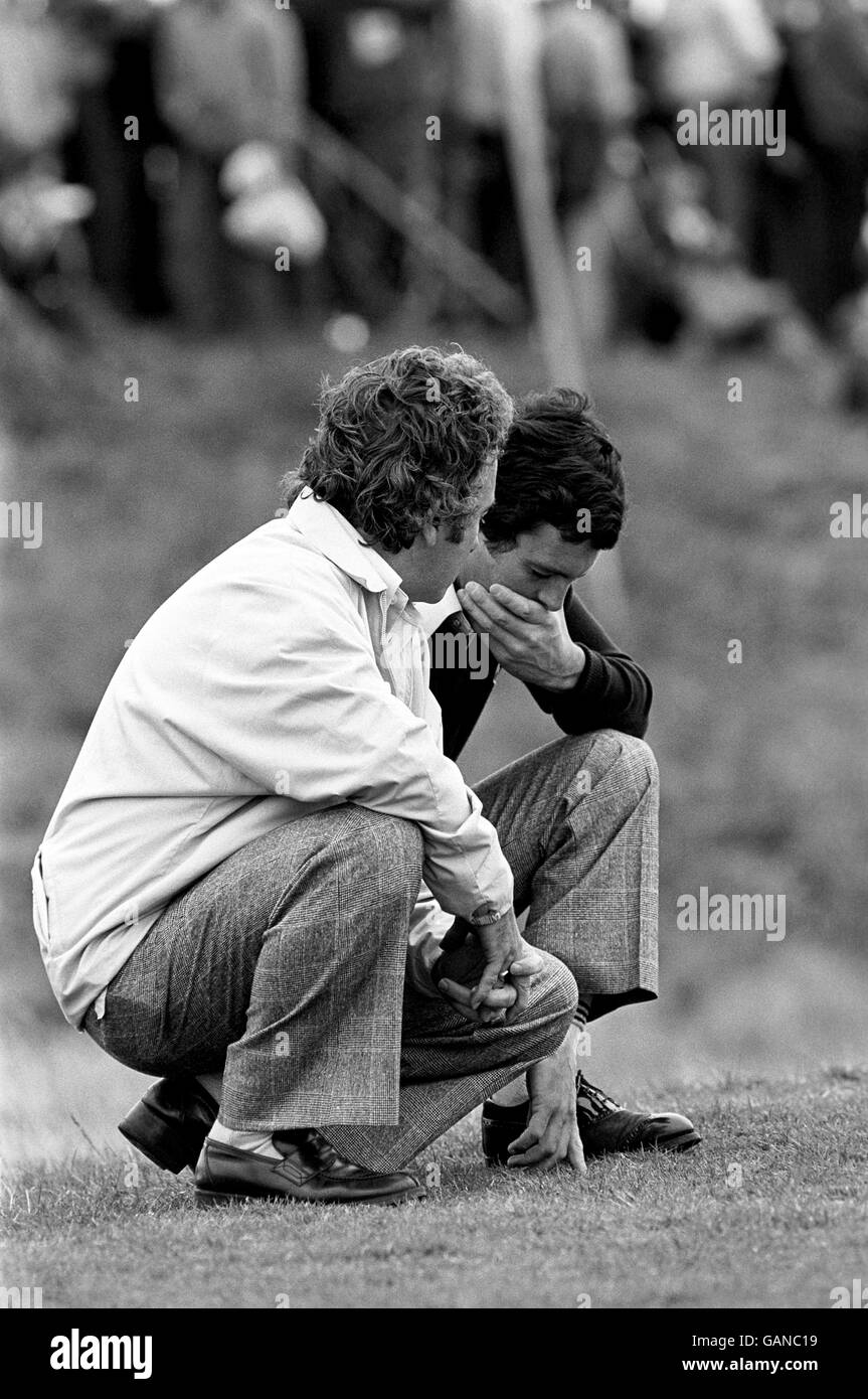 Golf - Ryder Cup - Great Britain and Ireland v USA - Royal Lytham and St Annes. British team captain Brian Huggett gives some advice to a thoughtful Bernard Gallacher. Stock Photo
