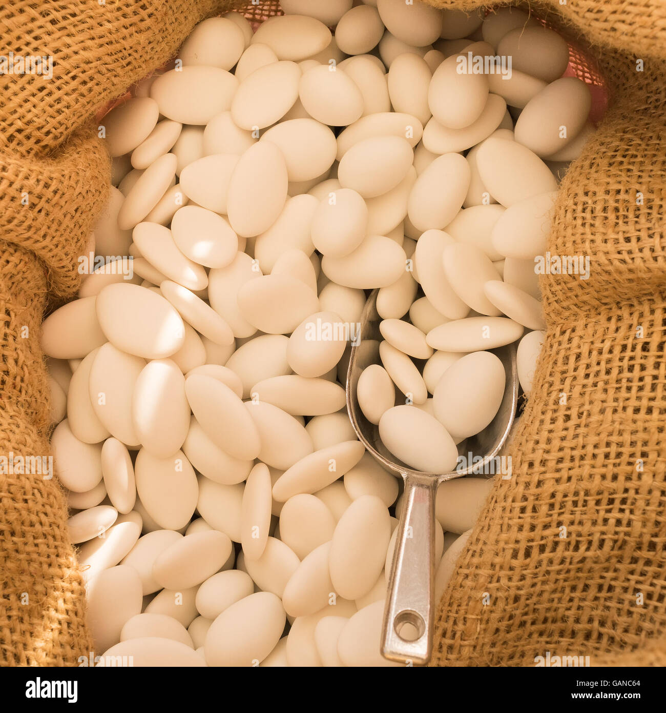White jordan almonds. A close up view Stock Photo Alamy