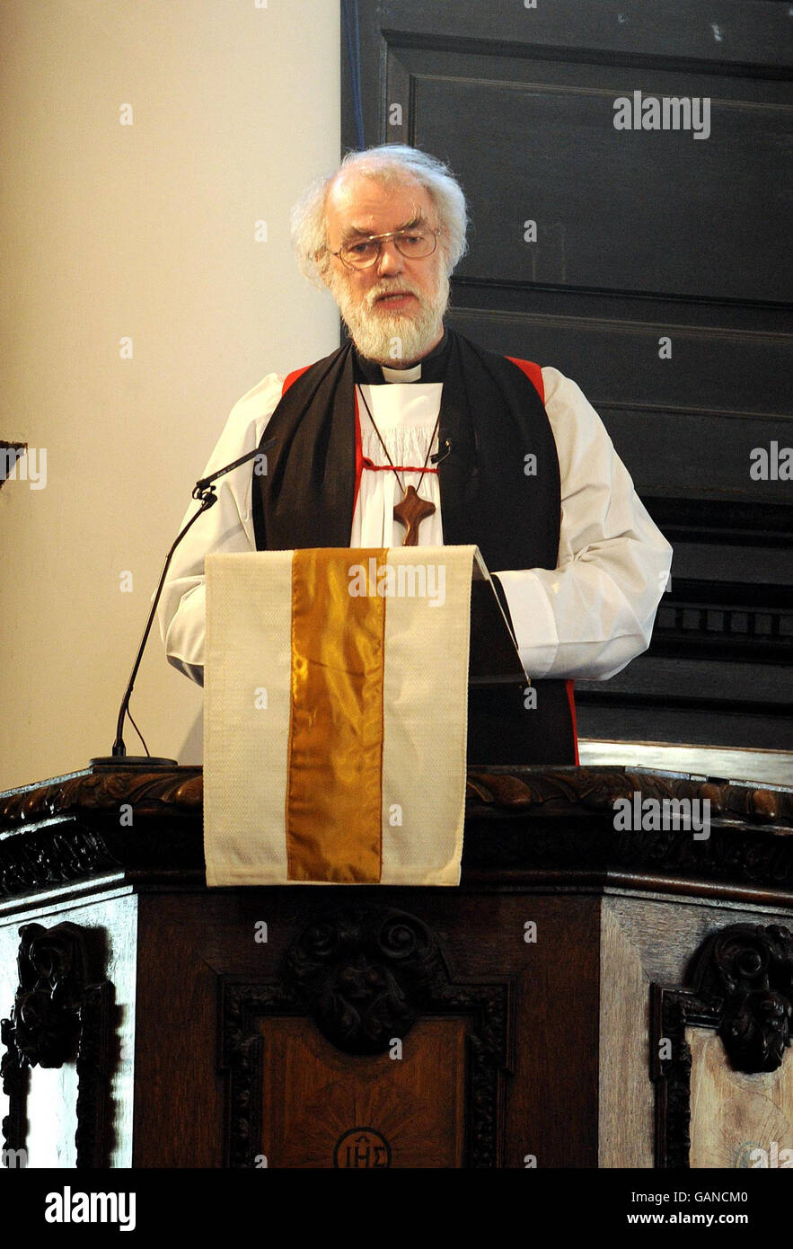 The Archbishop of Canterbury, Dr Rowan Williams, during a memorial service at St Martin's in-the-Fields Church in central London. Stock Photo