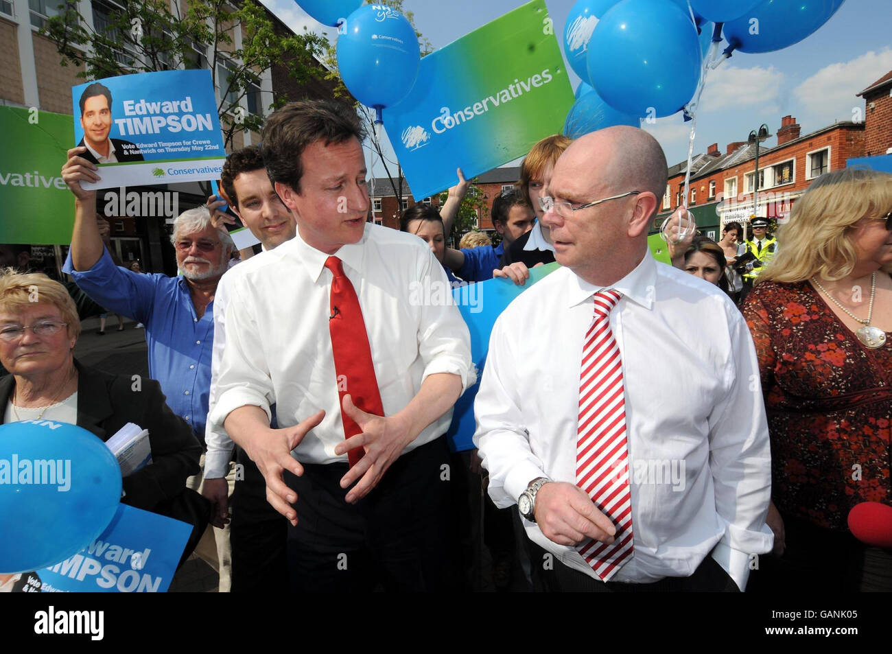 David Cameron canvasses in Crewe for the Conservative parliamentary candidate Edward Timpson
