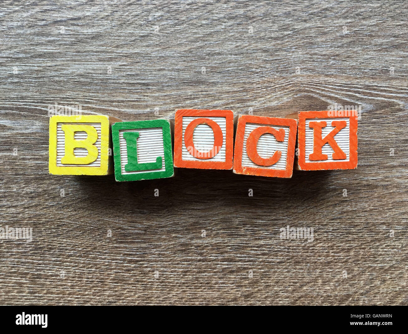 BLOCK  word made with toy wood blocks letters Stock Photo