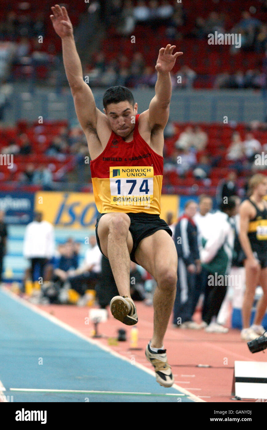 Athletics - Norwich Union World Indoor Trials & AAAs Championships - Birmingham. Enfield and Haringey H's Jon Ramos in action Stock Photo