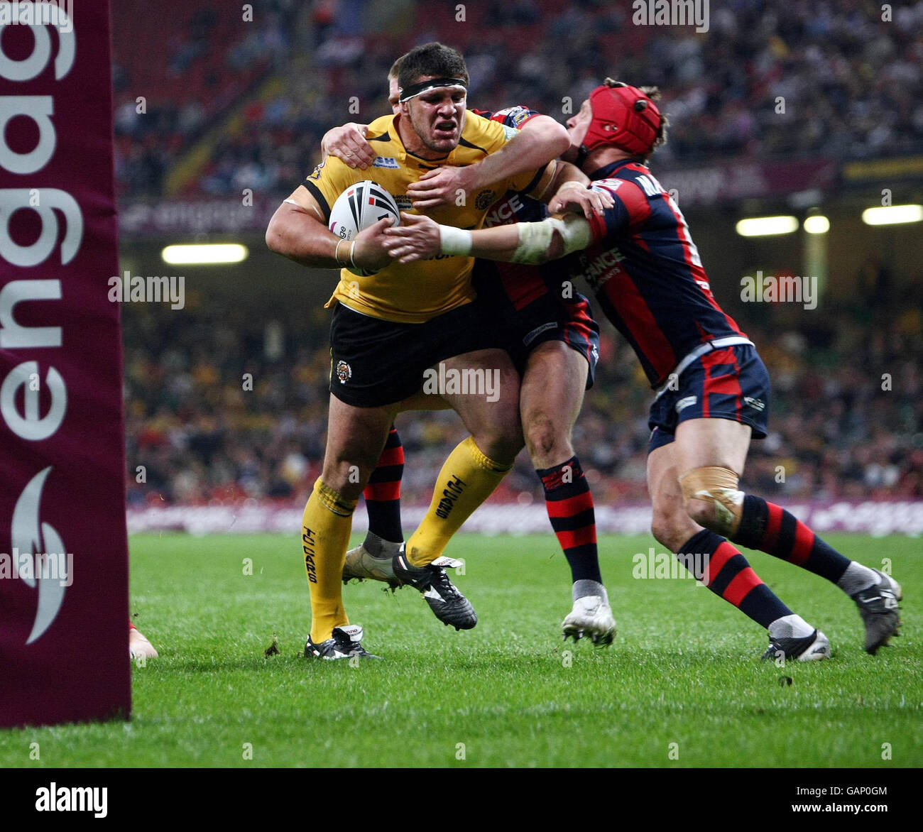 Castleford Tigers Michael Korkidas Is Held Up Short Of The Line By 