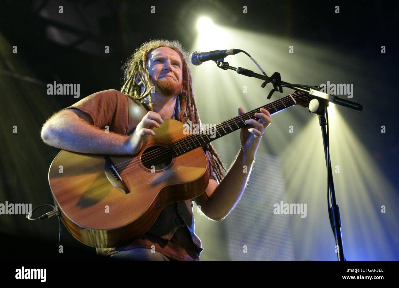 Newton Faulkner performs at Radio 1's Big Weekend, the UK's biggest free music festival, at Mote Park, Maidstone in Kent. Stock Photo