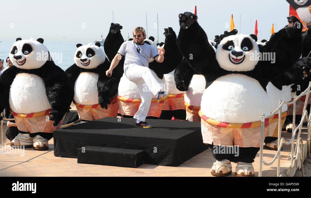 Jack Black attends a photocall to promote his latest animated comedy  'Kung-Fu Panda' during the 61st Cannes Film Festival at the Carlton Hotel  Pier, La Croisette, Cannes in France Stock Photo -
