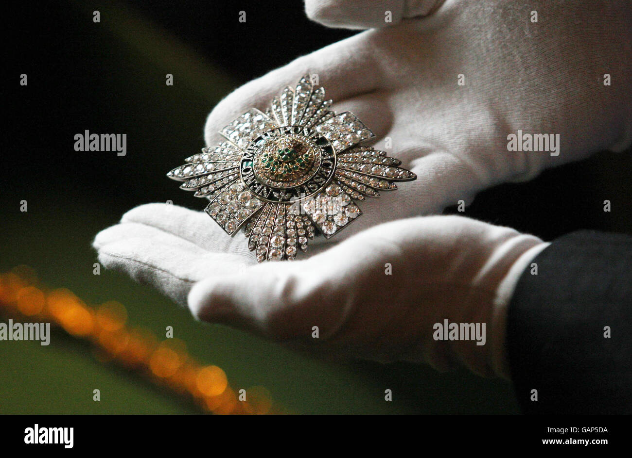 Order of the Thistle display at Holyroodhouse Stock Photo