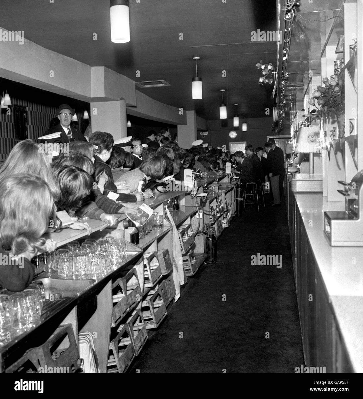 Fans waiting to meet The Beatles at a get together of The Beatles Southern Area Fan Club, at Wimbledon Palais London Stock Photo