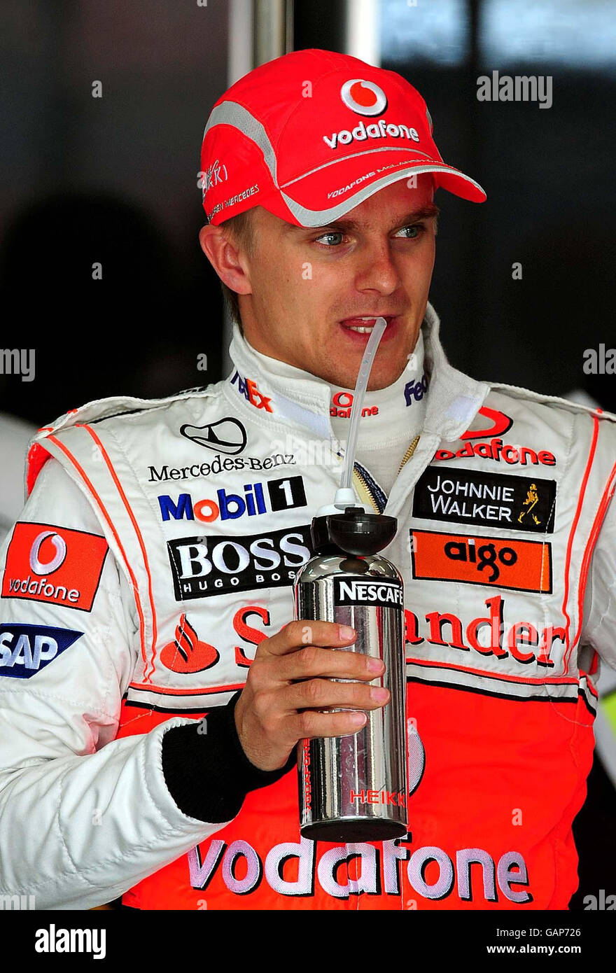 Mclaren mercedes driver heikki kovalainen at the catalunya circuit hi ...