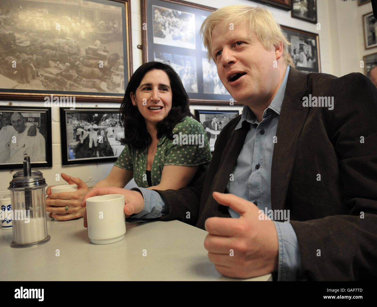 Boris Johnson and his wife Marina campaign at Billingsgate Market, London. Stock Photo