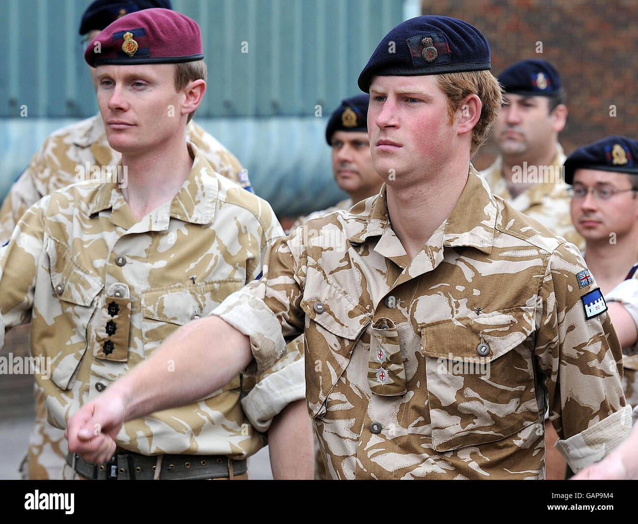 Prince Harry marching before receiving his campaign medal for service in Afghanistan. Stock Photo