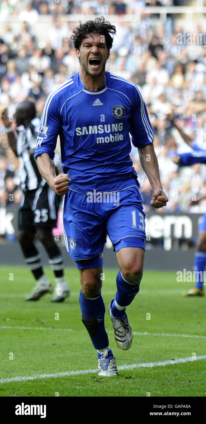 Chelsea's Michael Ballack celebrates his goal during the Barclays Premier League match at St James' Park, Newcastle. Stock Photo